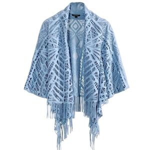 Alberto Makali Lace Shawl Women's M Open Front Cardigan Fringe Artsy Fairy Cape